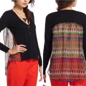 Anthro Little Yellow Bird Black Cardigan (M)